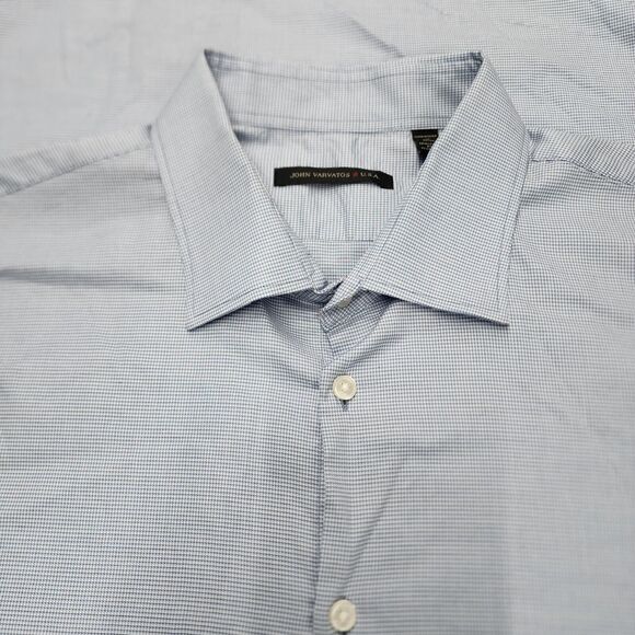 John Varvatos Star USA Men's Dress Shirt Size 18 34/35 Blue Regular Fit Stretch - Picture 3 of 14